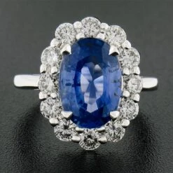 Platinum GIA Ceylon NO HEAT Oval Cornflower Blue Sapphire & Diamond Halo Ring 15 Platinum GIA Ceylon NO HEAT Oval Cornflower Blue Sapphire & Diamond Halo Ring -Mode Bijouterie Magasin IMG 4092 marked master