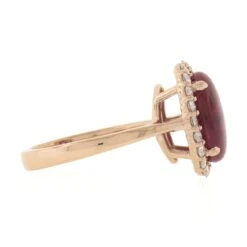 New 14k Gold 5.36ctw GIA No Heat Oval Cabochon Burma Ruby & Diamond Halo Ring -Mode Bijouterie Magasin IMG 4135 marked master