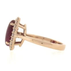 New 14k Gold 5.36ctw GIA No Heat Oval Cabochon Burma Ruby & Diamond Halo Ring -Mode Bijouterie Magasin IMG 4136 marked master