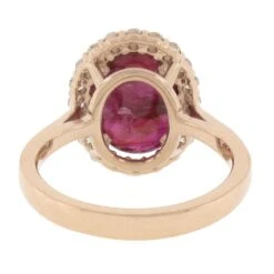 New 14k Gold 5.36ctw GIA No Heat Oval Cabochon Burma Ruby & Diamond Halo Ring -Mode Bijouterie Magasin IMG 4137 marked master