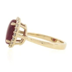 New 14k Gold 4.66ctw Gia No Heat Oval Cabochon Burma Ruby & Diamond Halo Ring 17 New 14k Gold 4.66ctw Gia No Heat Oval Cabochon Burma Ruby & Diamond Halo Ring -Mode Bijouterie Magasin IMG 4147 marked master