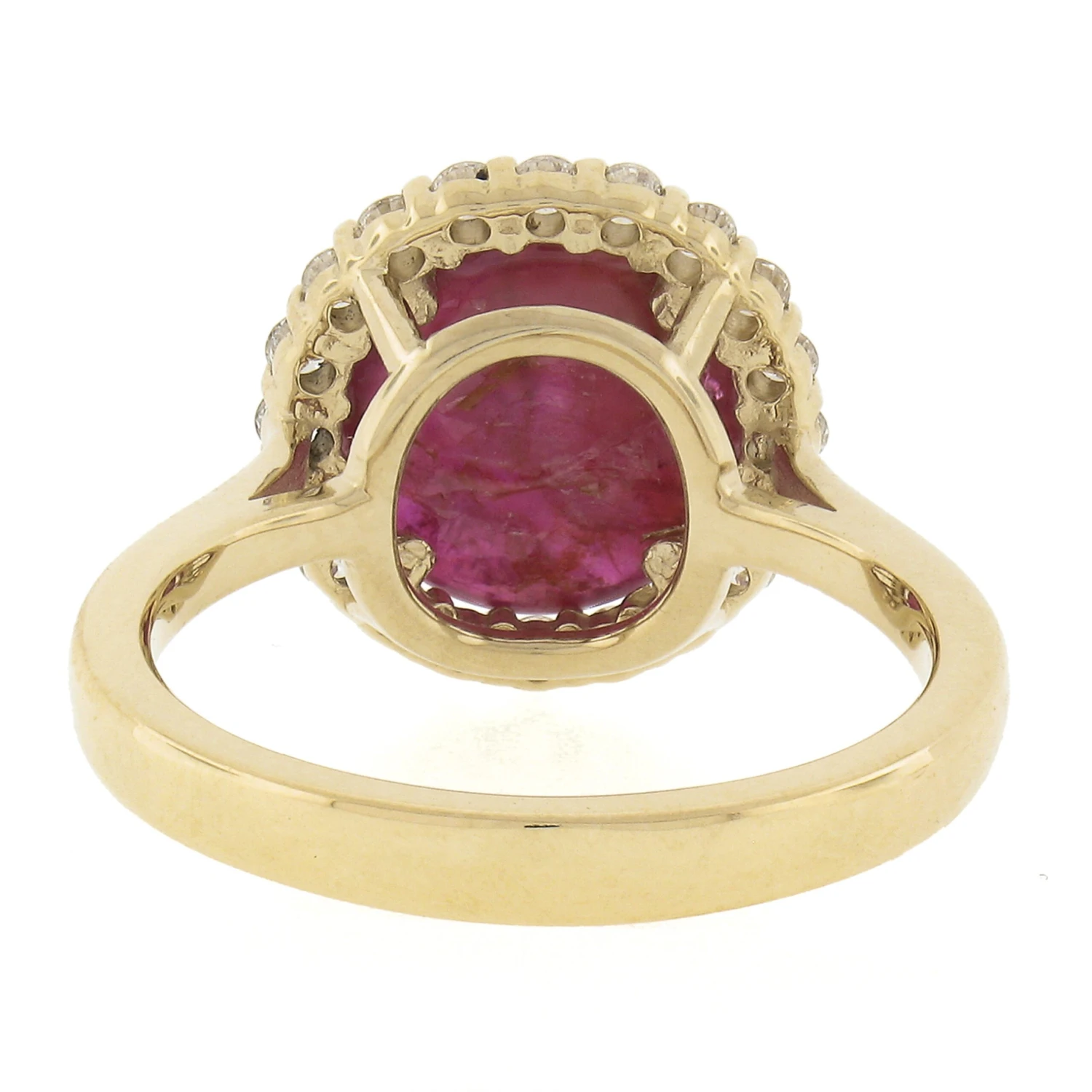 New 14k Gold 4.66ctw Gia No Heat Oval Cabochon Burma Ruby & Diamond Halo Ring 9 New 14k Gold 4.66ctw Gia No Heat Oval Cabochon Burma Ruby & Diamond Halo Ring – Image 7