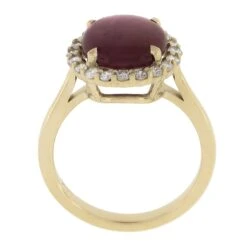 New 14k Gold 4.66ctw Gia No Heat Oval Cabochon Burma Ruby & Diamond Halo Ring 20 New 14k Gold 4.66ctw Gia No Heat Oval Cabochon Burma Ruby & Diamond Halo Ring -Mode Bijouterie Magasin IMG 4153 marked master