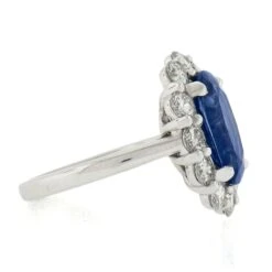 Platinum GIA Ceylon NO HEAT Oval Cornflower Blue Sapphire & Diamond Halo Ring 17 Platinum GIA Ceylon NO HEAT Oval Cornflower Blue Sapphire & Diamond Halo Ring -Mode Bijouterie Magasin IMG 4159 marked master