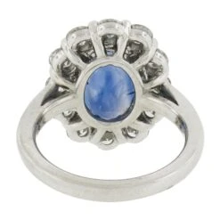 Platinum GIA Ceylon NO HEAT Oval Cornflower Blue Sapphire & Diamond Halo Ring 19 Platinum GIA Ceylon NO HEAT Oval Cornflower Blue Sapphire & Diamond Halo Ring -Mode Bijouterie Magasin IMG 4161 marked master