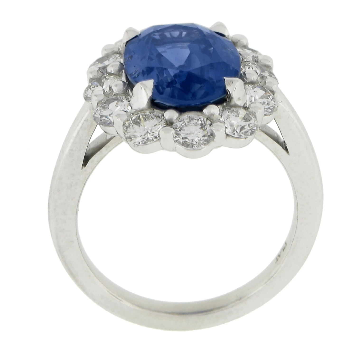 Platinum GIA Ceylon NO HEAT Oval Cornflower Blue Sapphire & Diamond Halo Ring 10 Platinum GIA Ceylon NO HEAT Oval Cornflower Blue Sapphire & Diamond Halo Ring – Image 8