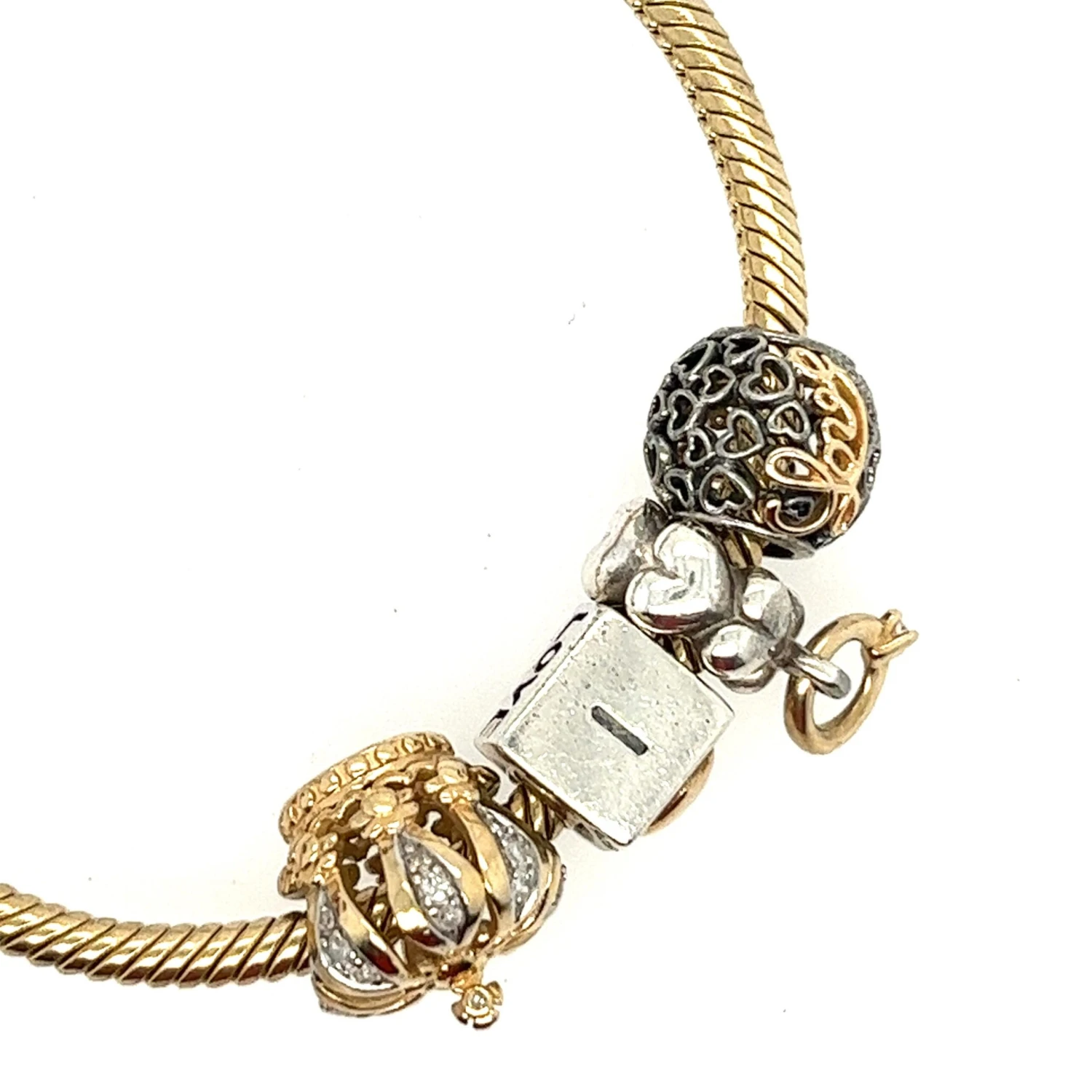 Pandora 14k Gold Charm Bracelet With 10 Charms 5 Pandora 14k Gold Charm Bracelet With 10 Charms – Image 3