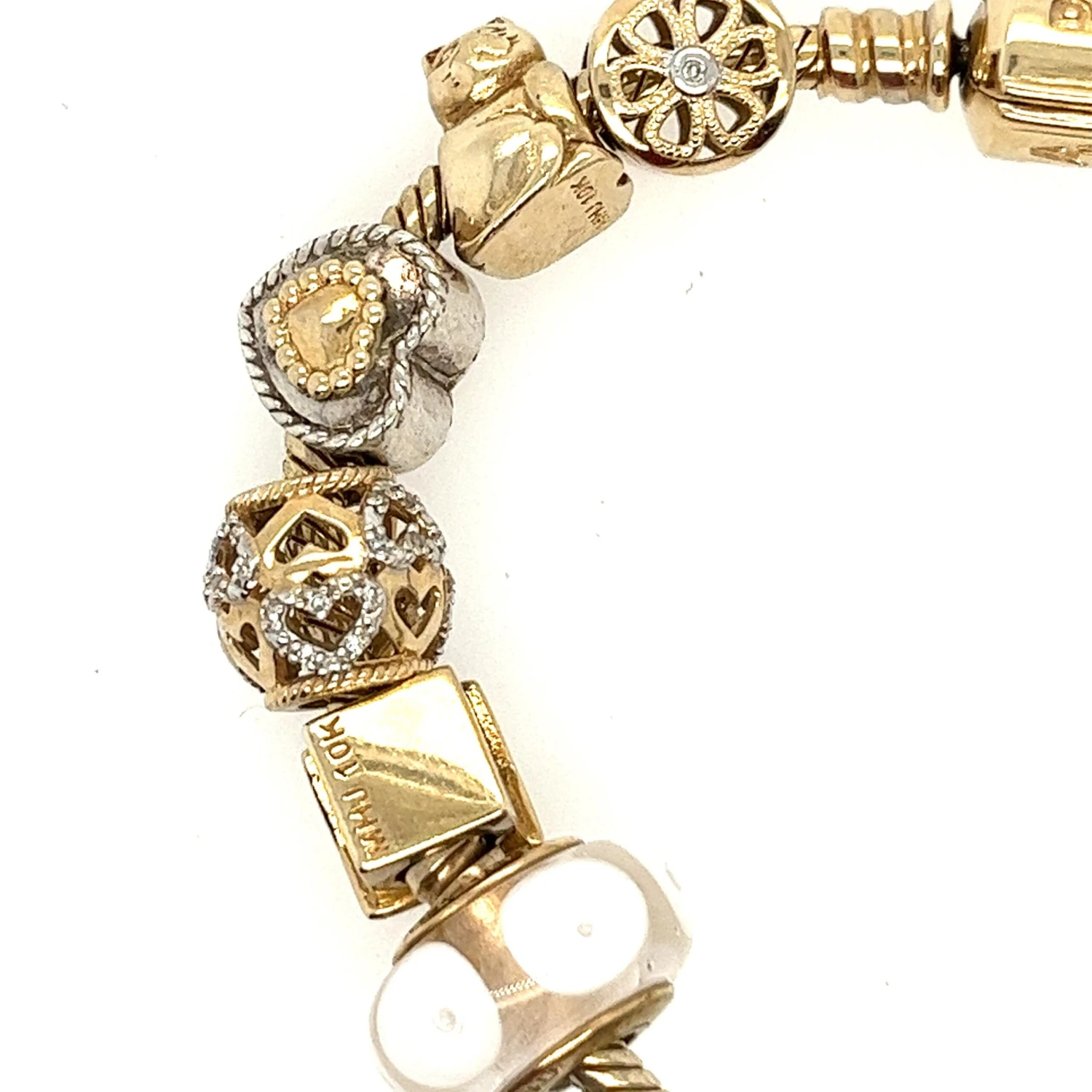 Pandora 14k Gold Charm Bracelet With 10 Charms 6 Pandora 14k Gold Charm Bracelet With 10 Charms – Image 4