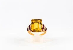 Art Deco Style 12.42 Carat White Diamond Ruby Citrine Yellow Gold Cocktail Ring -Mode Bijouterie Magasin IMG 4510 master