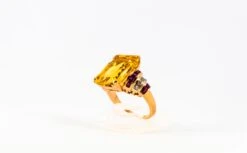 Art Deco Style 12.42 Carat White Diamond Ruby Citrine Yellow Gold Cocktail Ring -Mode Bijouterie Magasin IMG 4513 master