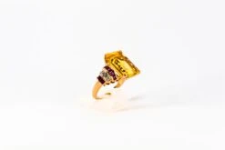 Art Deco Style 12.42 Carat White Diamond Ruby Citrine Yellow Gold Cocktail Ring -Mode Bijouterie Magasin IMG 4523 master