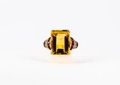 Art Deco Style 12.42 Carat White Diamond Ruby Citrine Yellow Gold Cocktail Ring -Mode Bijouterie Magasin IMG 4527 master