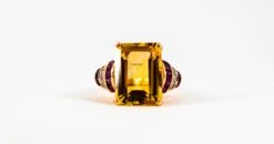 Art Deco Style 12.42 Carat White Diamond Ruby Citrine Yellow Gold Cocktail Ring -Mode Bijouterie Magasin IMG 4528 master