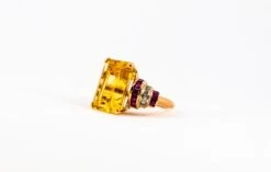 Art Deco Style 12.42 Carat White Diamond Ruby Citrine Yellow Gold Cocktail Ring -Mode Bijouterie Magasin IMG 4529 master