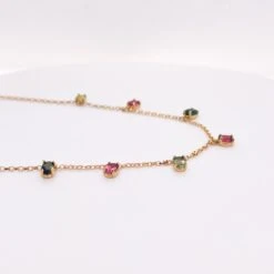 Delicate Multicolor Tourmaline Drop Necklace, 1.20 Carats In 14k Yellow Gold LV -Mode Bijouterie Magasin IMG 5737 master
