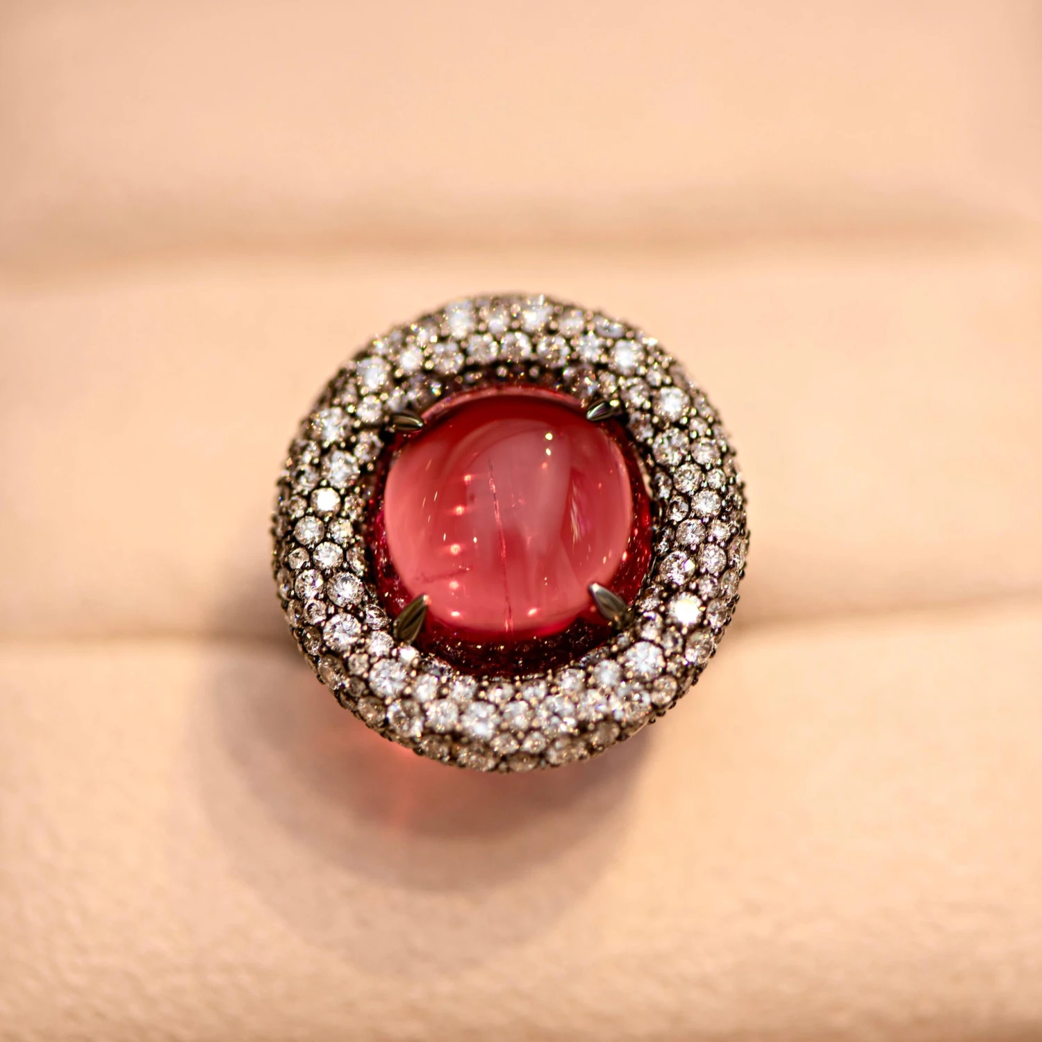 13 Carat Natural Tourmaline Rubellite Diamonds 18 Karat Black Gold Ring By D&A 8 13 Carat Natural Tourmaline Rubellite Diamonds 18 Karat Black Gold Ring By D&A – Image 6