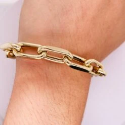 Italian Medium Paperclip Link Bracelet, Lightweight 14k Yellow Gold Design LV 7 Italian Medium Paperclip Link Bracelet, Lightweight 14k Yellow Gold Design LV -Mode Bijouterie Magasin IMG 6147 master
