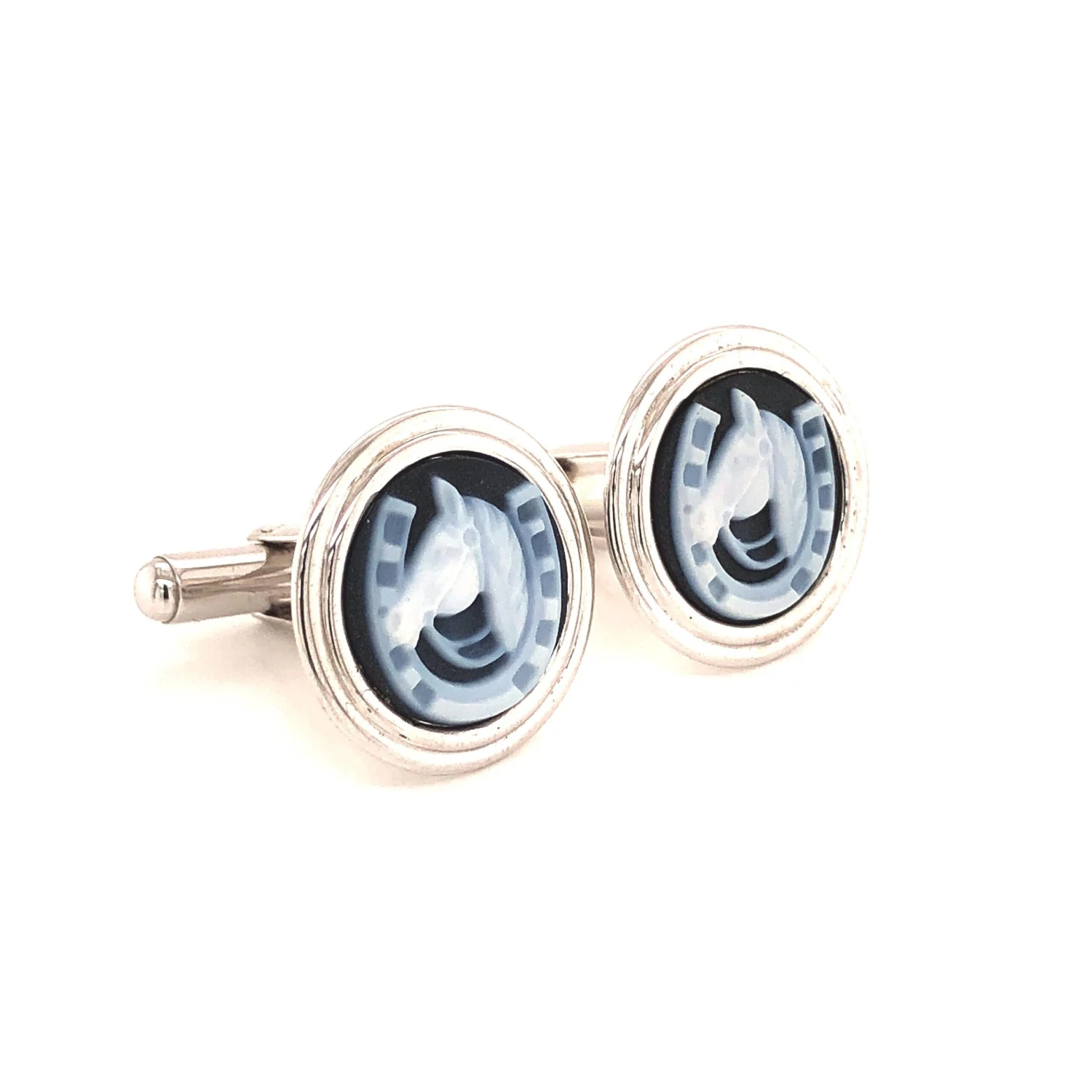 Hand-Carved Horse-Shoe Agate Cameo 925 Sterling Silver Contemporary Cufflinks 12 Hand-Carved Horse-Shoe Agate Cameo 925 Sterling Silver Contemporary Cufflinks – Image 10