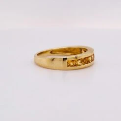 Golden Sapphire Band, 1.09 Carats In 14K Gold, Wedding Stacking Ring In Y/W/R Lv 10 Golden Sapphire Band, 1.09 Carats In 14K Gold, Wedding Stacking Ring In Y/W/R Lv -Mode Bijouterie Magasin IMG 6279 master