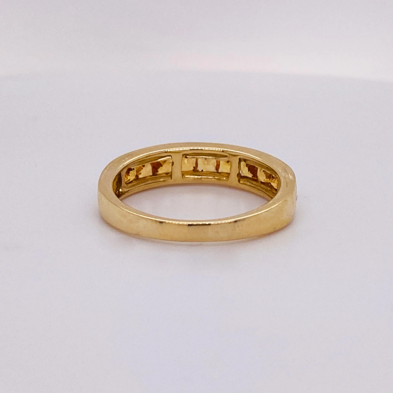 Golden Sapphire Band, 1.09 Carats In 14K Gold, Wedding Stacking Ring In Y/W/R Lv 7 Golden Sapphire Band, 1.09 Carats In 14K Gold, Wedding Stacking Ring In Y/W/R Lv – Image 5