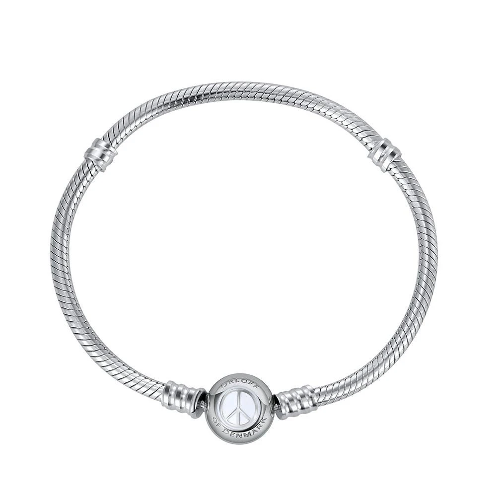 Orloff Of Denmark, 925 Sterling Silver Bracelet, Peace Symbol, White Enamel 5 Orloff Of Denmark, 925 Sterling Silver Bracelet, Peace Symbol, White Enamel – Image 3