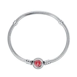 Orloff Of Denmark, 925 Sterling Silver Bracelet, Peace Symbol, Red Enamel 8 Orloff Of Denmark, 925 Sterling Silver Bracelet, Peace Symbol, Red Enamel -Mode Bijouterie Magasin IMG 6384 master 1