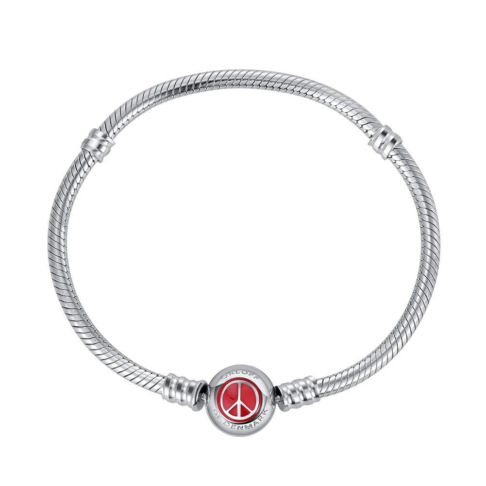 Orloff Of Denmark, 925 Sterling Silver Bracelet, Peace Symbol, Red Enamel 5 Orloff Of Denmark, 925 Sterling Silver Bracelet, Peace Symbol, Red Enamel – Image 3