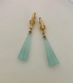 Michael Kneebone Blue Chalcedony Briolette Diamond Huggie Style Dangle Earrings -Mode Bijouterie Magasin IMG 6391 master