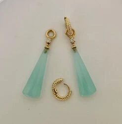 Michael Kneebone Blue Chalcedony Briolette Diamond Huggie Style Dangle Earrings -Mode Bijouterie Magasin IMG 6392 master