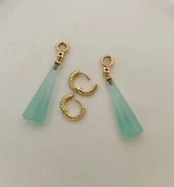 Michael Kneebone Blue Chalcedony Briolette Diamond Huggie Style Dangle Earrings -Mode Bijouterie Magasin IMG 6394 2 master