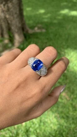 Unknown 6.02 Carat Ceylon Blue Sapphire Art Deco Style Ring 18k White Gold -Mode Bijouterie Magasin IMG 6403 master