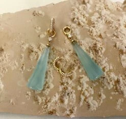 Michael Kneebone Blue Chalcedony Briolette Diamond Huggie Style Dangle Earrings -Mode Bijouterie Magasin IMG 6406 master