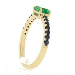 New 14k Gold Colombian Emerald & Sapphire Sideways Engagement Stack Band Ring -Mode Bijouterie Magasin IMG 6407 marked master