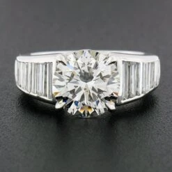 Unknown Vintage Platinum Ideal 5.02ctw GIA Round Brilliant Diamond W/ Waterfall Baguette -Mode Bijouterie Magasin IMG 6727 marked master