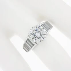 Unknown Vintage Platinum Ideal 5.02ctw GIA Round Brilliant Diamond W/ Waterfall Baguette -Mode Bijouterie Magasin IMG 6747 marked master