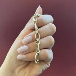 Alberto Round Oval Mixed Link White Enamel Bracelet 14k Yellow Gold -Mode Bijouterie Magasin IMG 6854 master