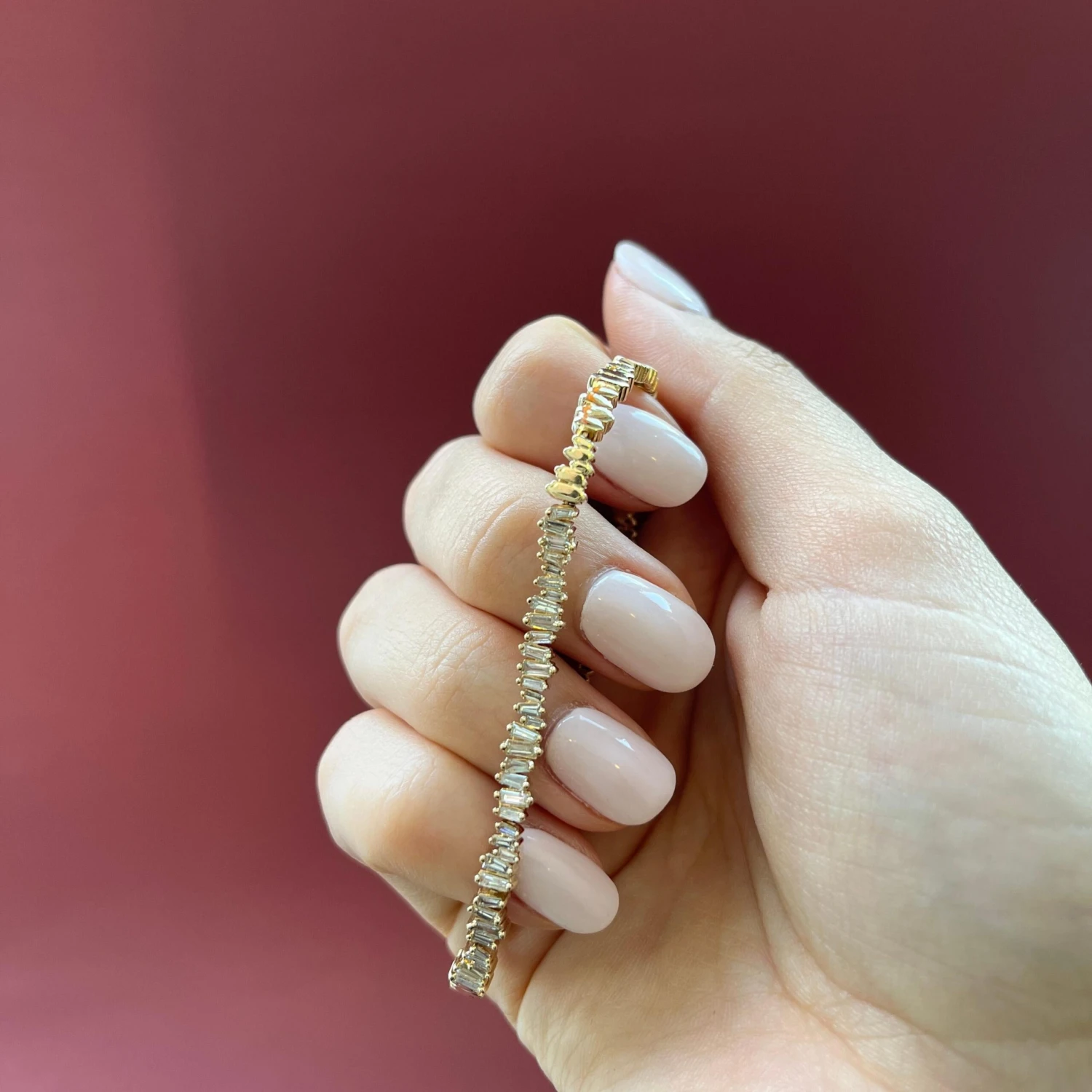 Alberto 14k Yellow Gold Baguette Diamond Bracelet 4 Alberto 14k Yellow Gold Baguette Diamond Bracelet – Image 2