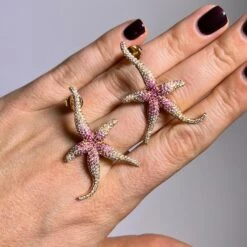 Unknown Pink Sapphire And Diamond Sea Stars Earrings In 18 Karat Rose Gold -Mode Bijouterie Magasin IMG 7348 master