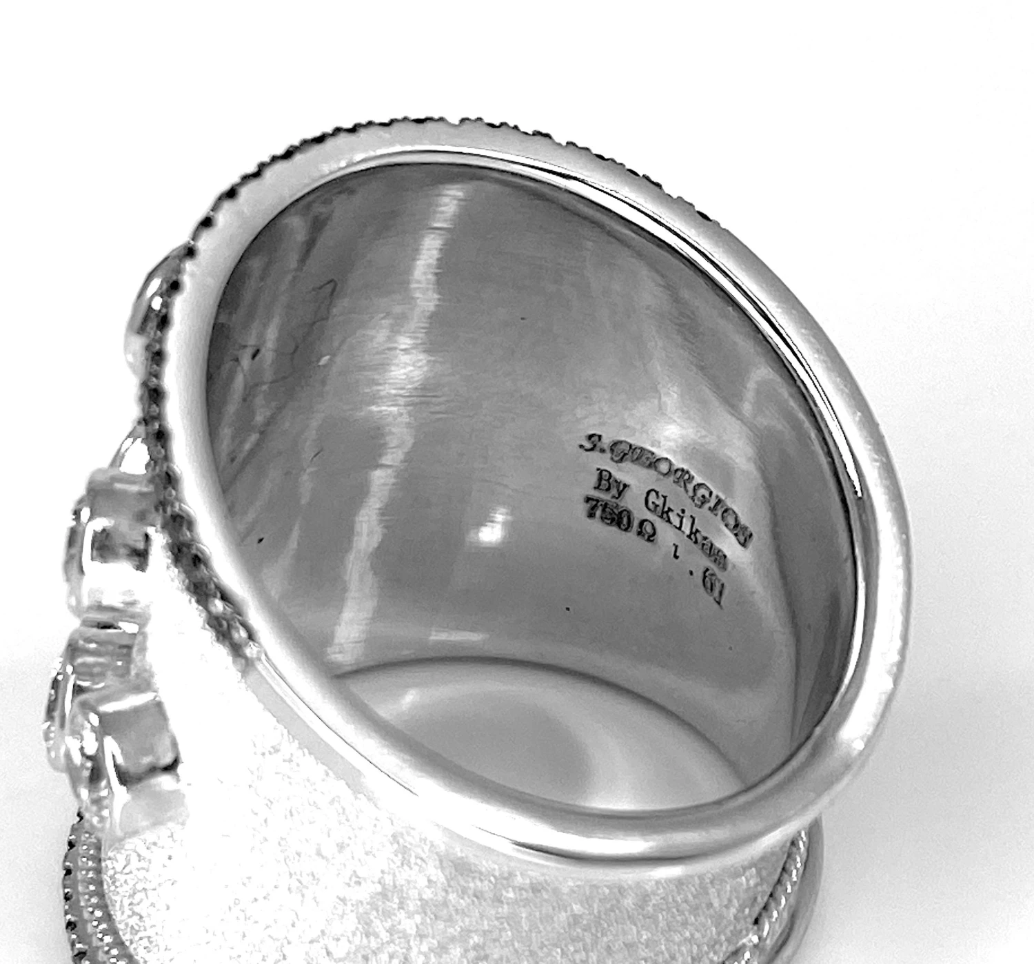 Georgios Collections 18 Karat White Gold And White And Brown Diamond Wide Ring 20 Georgios Collections 18 Karat White Gold And White And Brown Diamond Wide Ring – Image 18