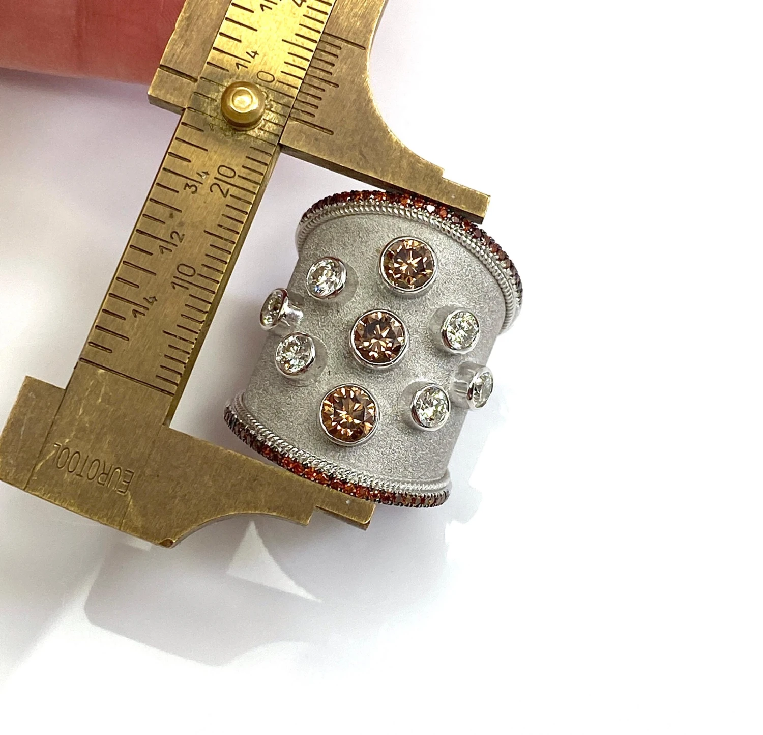 Georgios Collections 18 Karat White Gold And White And Brown Diamond Wide Ring 17 Georgios Collections 18 Karat White Gold And White And Brown Diamond Wide Ring – Image 15