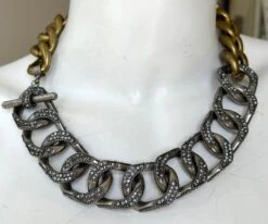 Lanvin By Alber Elbaz Chunky Two Tone Chain Necklace With Crystal Details -Mode Bijouterie Magasin IMG 8151 master