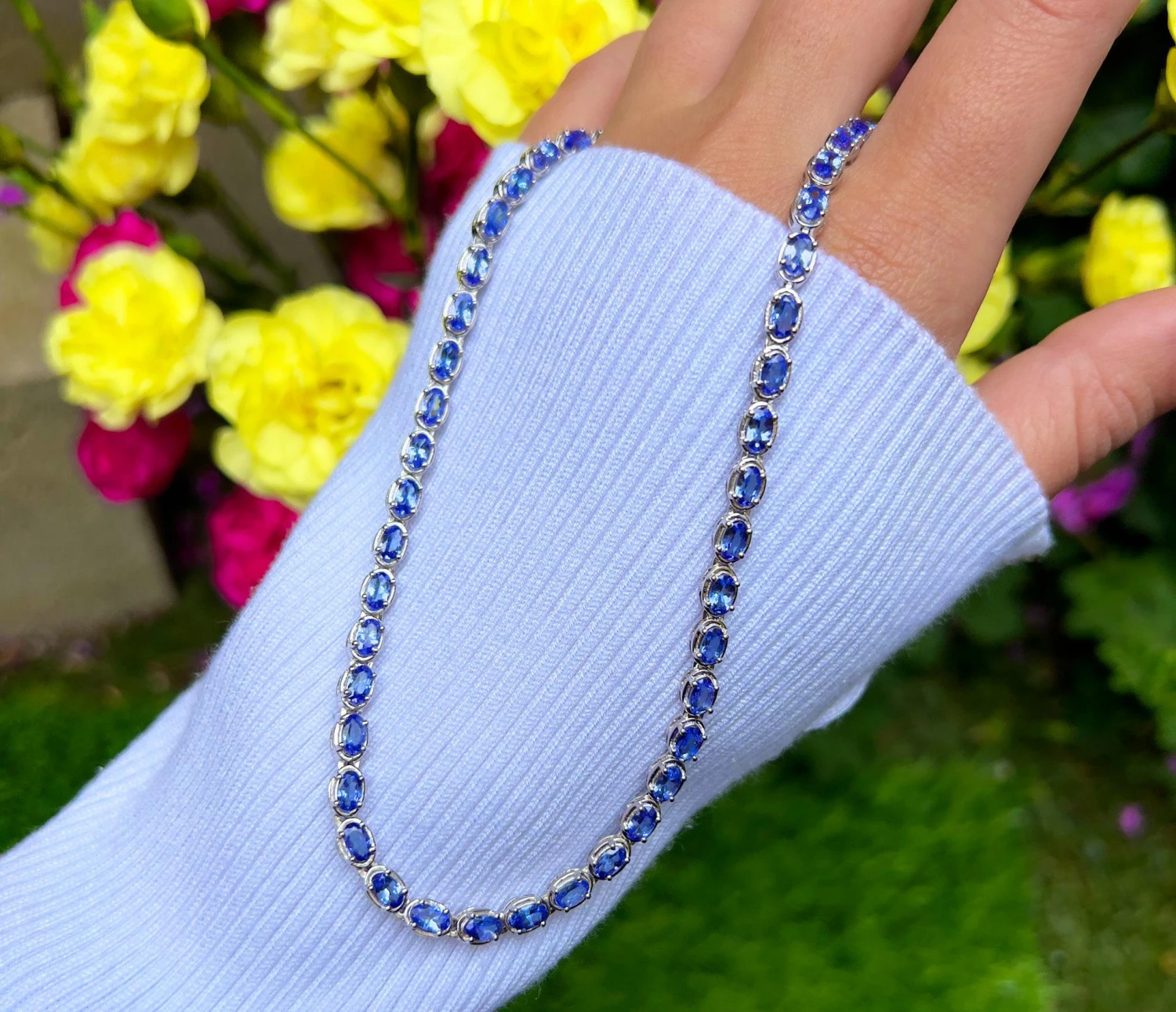 Unknown Natural Tanzanite Eternity Necklace 10 Carats Total 5 Unknown Natural Tanzanite Eternity Necklace 10 Carats Total – Image 3