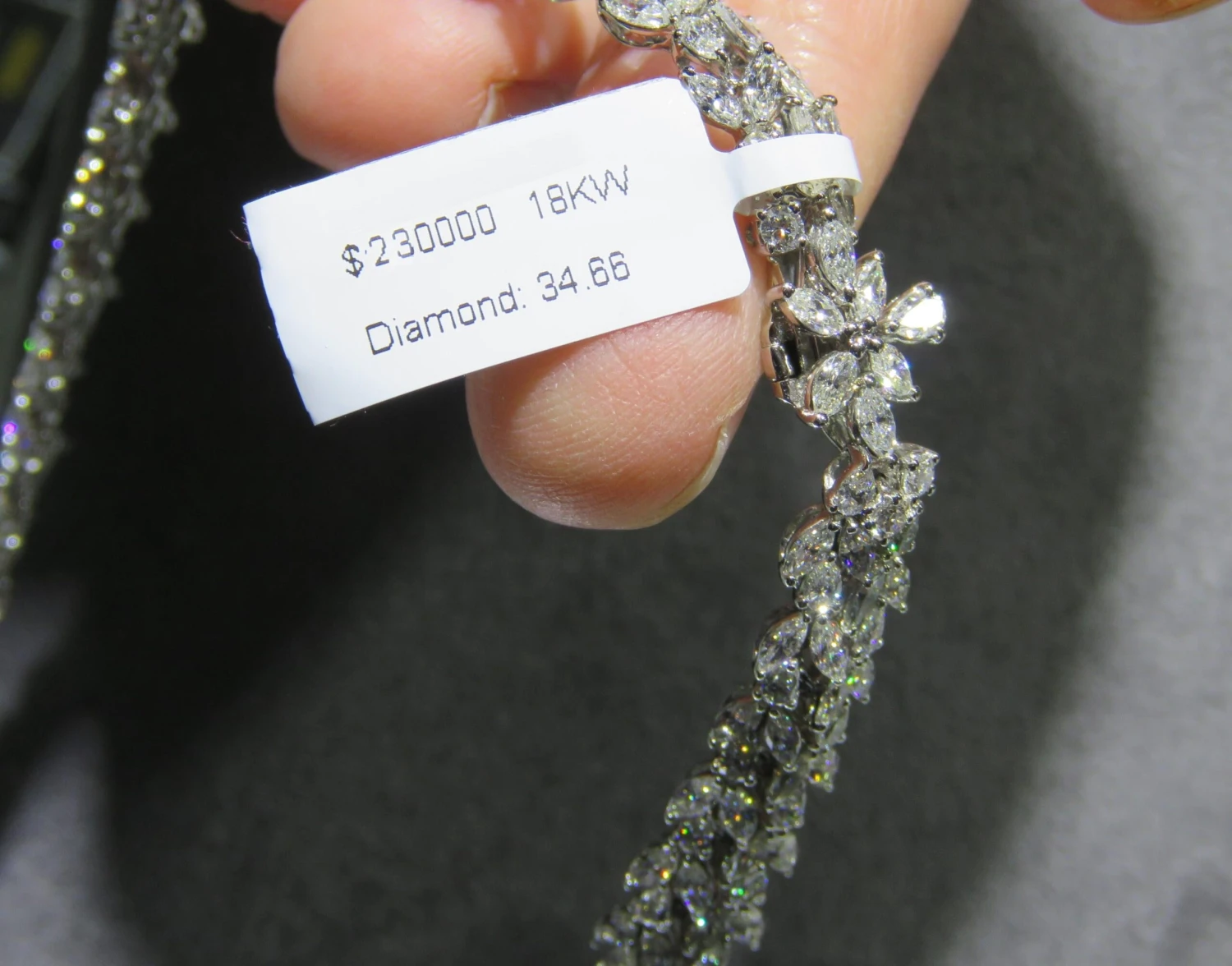 Unknown NWT Rare 18 Karat Gorgeous Fancy Glittering Diamond Necklace 7 Unknown NWT Rare 18 Karat Gorgeous Fancy Glittering Diamond Necklace – Image 5
