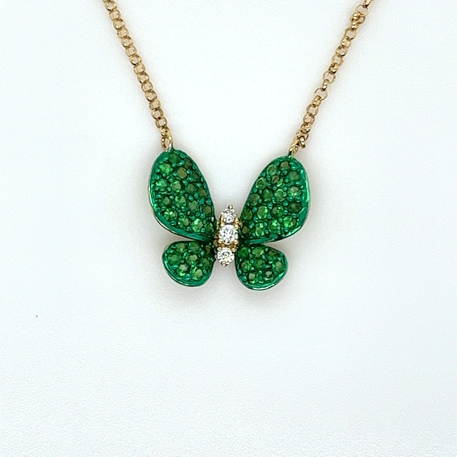 Unknown Tsavorite Butterfly Necklace In 18 Karat Yellow Gold 5 Unknown Tsavorite Butterfly Necklace In 18 Karat Yellow Gold – Image 3