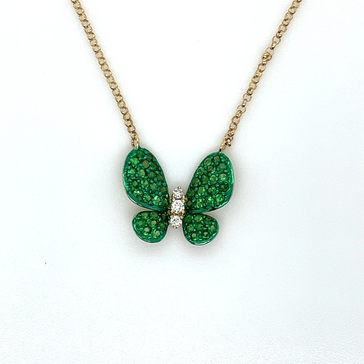 Unknown Tsavorite Butterfly Necklace In 18 Karat Yellow Gold 4 Unknown Tsavorite Butterfly Necklace In 18 Karat Yellow Gold – Image 2