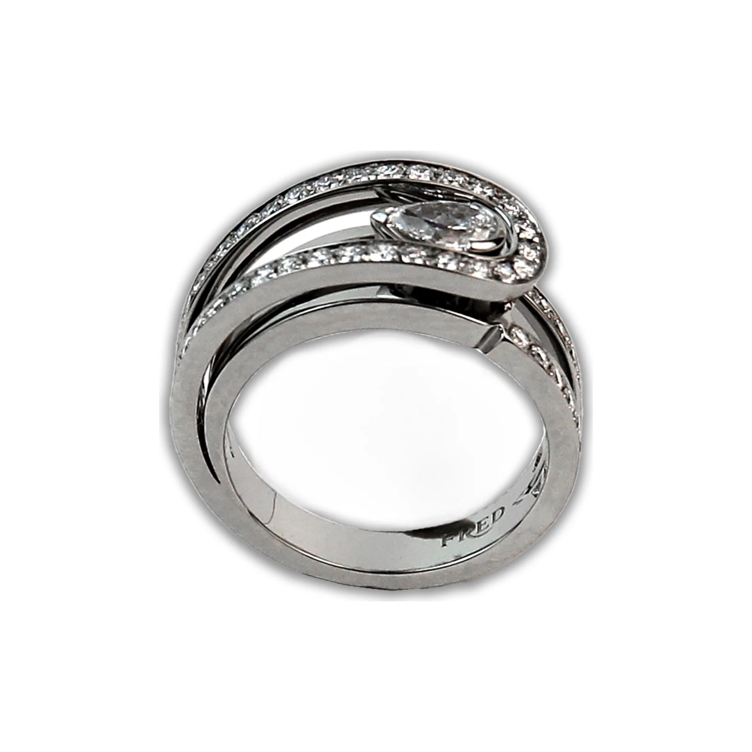 Fred Of Paris Platinum Pear Diamond Ring 4 Fred Of Paris Platinum Pear Diamond Ring – Image 2