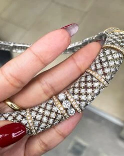 Unknown 22.01ct Diamond 18 Carat White And Yellow Gold Honeycomb Collar Necklace 11 Unknown 22.01ct Diamond 18 Carat White And Yellow Gold Honeycomb Collar Necklace -Mode Bijouterie Magasin IMG 8879 master 1