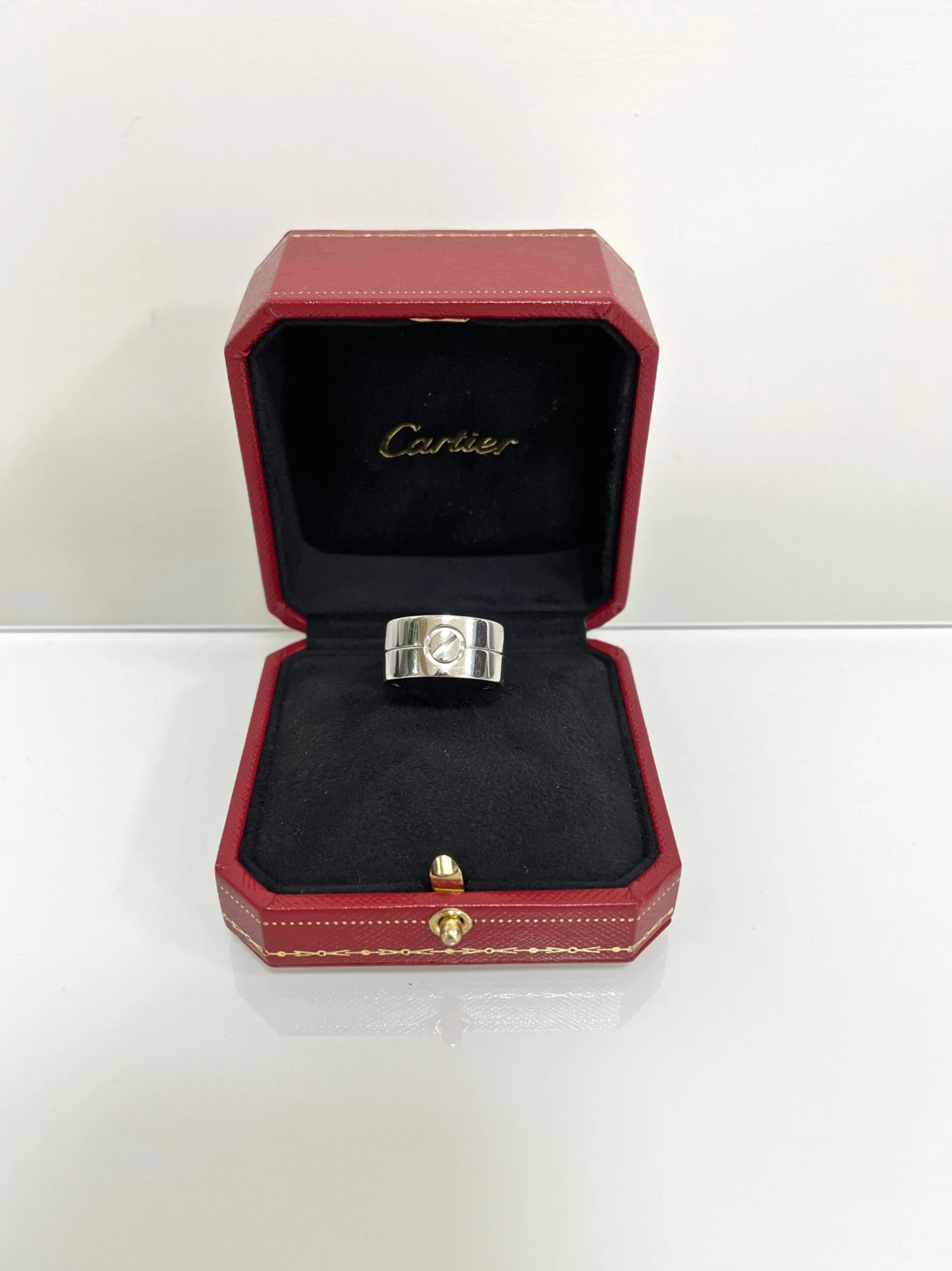 Cartier Love 18 Karat White Gold Wide Band Ring 8 Cartier Love 18 Karat White Gold Wide Band Ring – Image 6