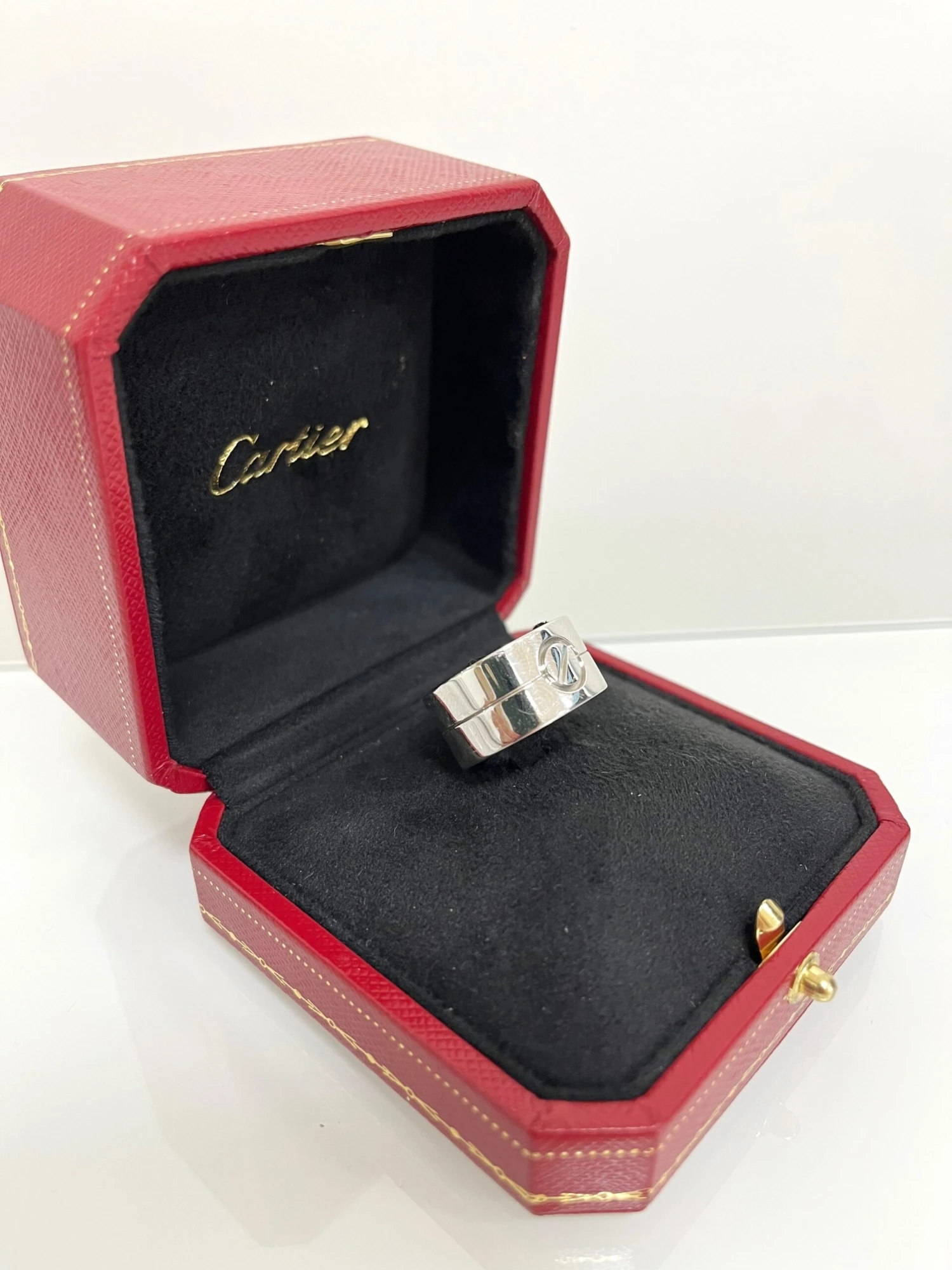 Cartier Love 18 Karat White Gold Wide Band Ring 7 Cartier Love 18 Karat White Gold Wide Band Ring – Image 5