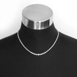 Unknown Platinum Diamond Hobnail Tennis Necklace 5 Carats -Mode Bijouterie Magasin IMG 9520 master